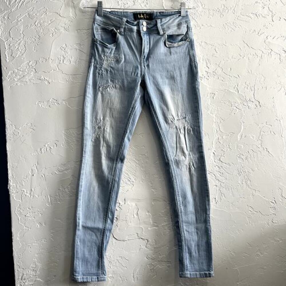 Indigo Rain distressed‎ light wash skinny jeans womens 26 urban normcore casual